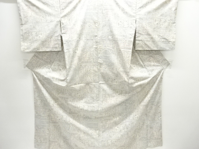 エジプト壁画模様織り出し本場白大島紬着物(9マルキ)